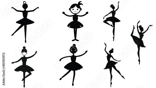 Set of Girl Ballet dancing silhouettes. vector design	