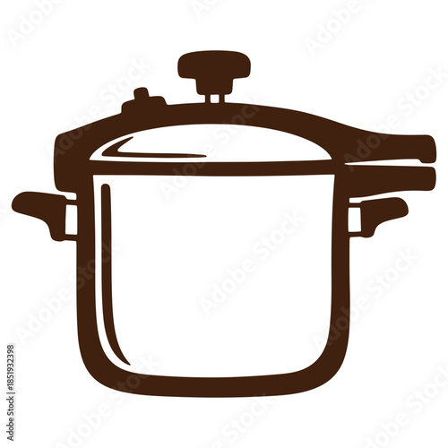 Pressure cooker icon illustration in brown outline style isolated on transparent background for kitchenware and cooking themes