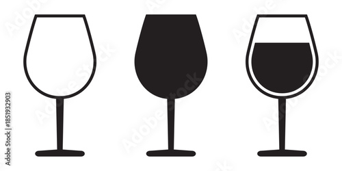 Wine Glass Icons Set for Drinks and Toasting