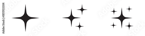 Twinkling stars icons. Sparkles icons, shining burst.