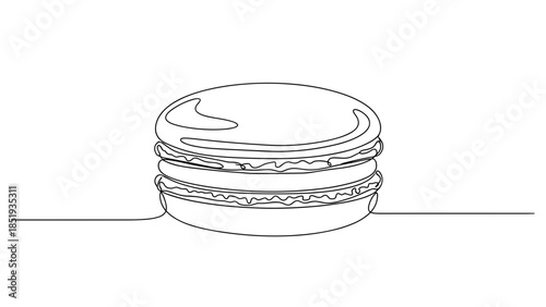 Outline drawing of a macaroon dessert on a simple background  