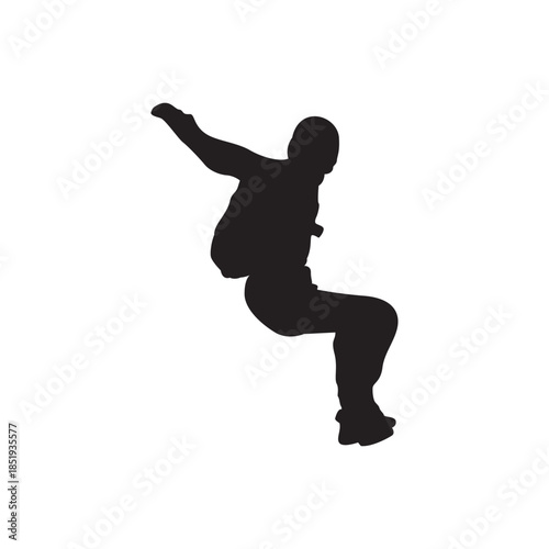 Skateboarder silhouette. Dynamic skateboarder mid jump silhouette, perfect for skate, youth and extreme sports designs. High res vector.