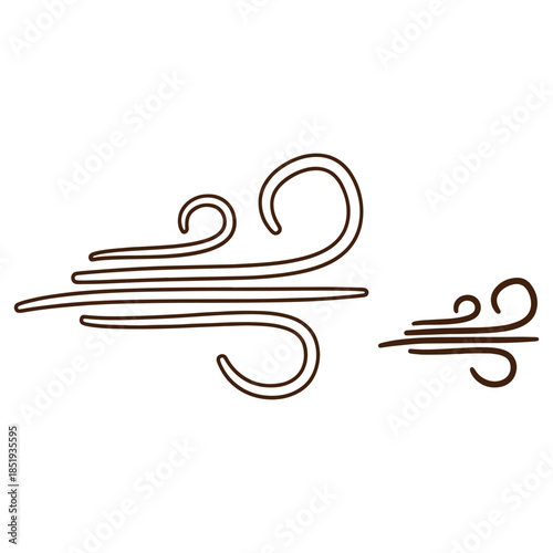 Wind weather icon design with flowing lines representing breeze and gusts of wind suitable for weather apps and digital illustrations