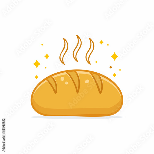 Cartoon illustration of a warm golden bread loaf.