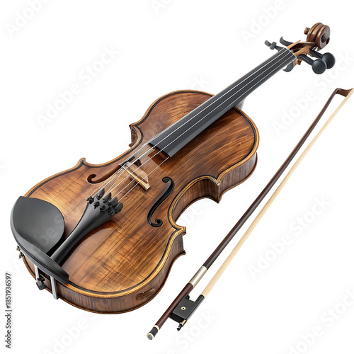 wood violin ,isolated on transparent background png