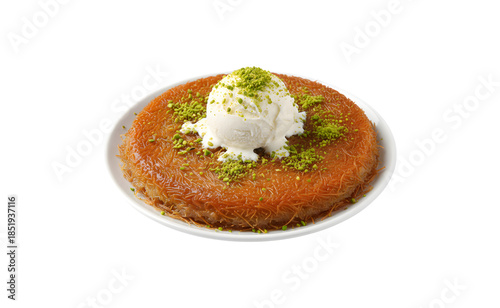 Kadayif, a traditional Turkish dessert, on a clean white surface
