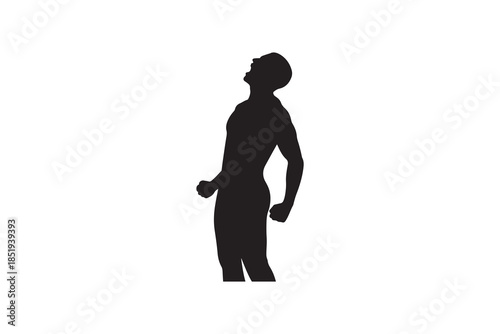 Silhouette of man screaming with fists clenched in frustration