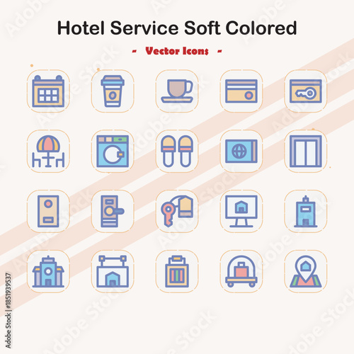 Hotel Service Soft Colored Icons