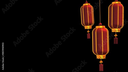 Festive red chinese lantern for new year celebration transparent