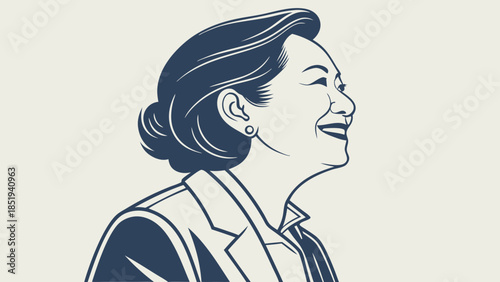 Portrait of a smiling woman retro style illustration.