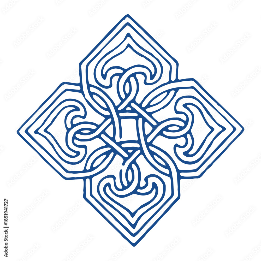 Fototapeta premium Chinese Blue and White Porcelain Pattern, Traditional Vector Design