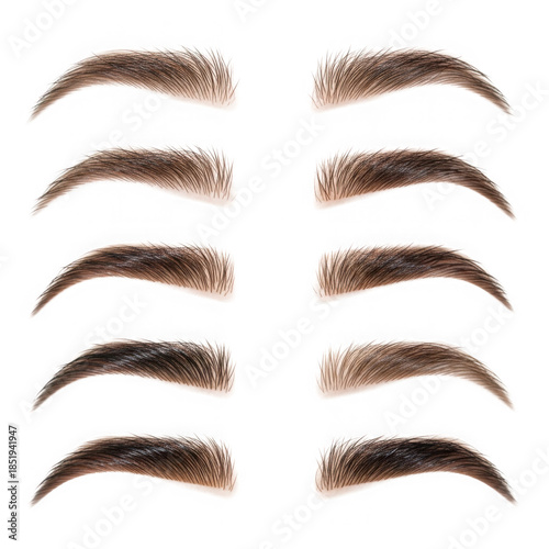 Various eyebrow shapes isolated on transparent background