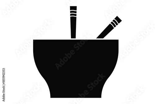 chopsticks and bowl icon, set of chopsticks and bowl on white background.