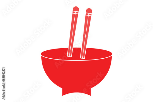 chopsticks and bowl icon, set of chopsticks and bowl on white background.