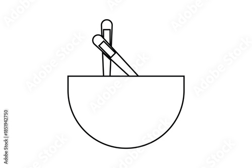 chopsticks and bowl icon, set of chopsticks and bowl on white background.