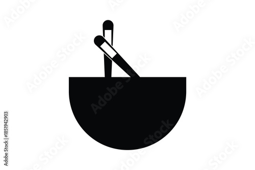 chopsticks and bowl icon, set of chopsticks and bowl on white background.