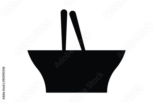 chopsticks and bowl icon, set of chopsticks and bowl on white background.