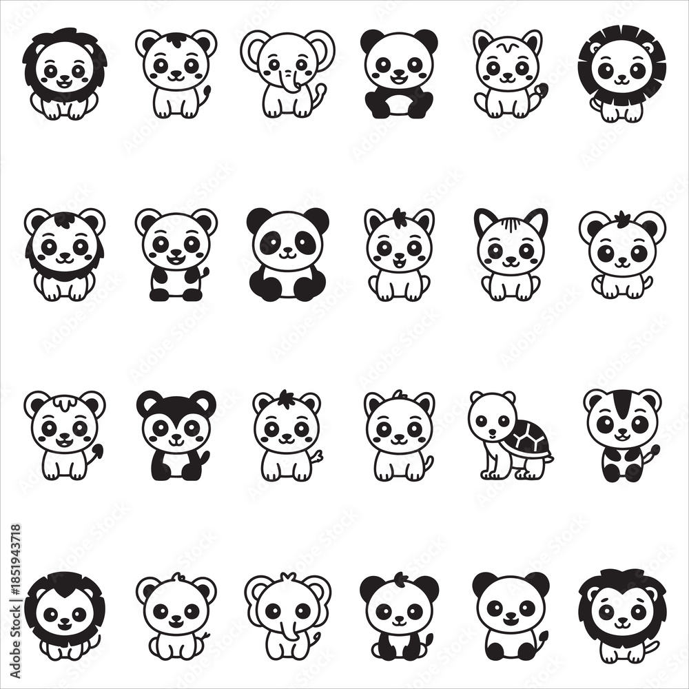 Obraz premium Cute Baby Animal SVG Clip Art