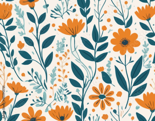 Floral Line Art Vector Illustration