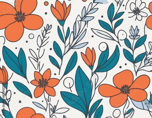 Floral Line Art Vector Illustration