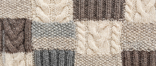 Cozy handcrafted blanket, Artisan crafted cable and seed stitch throw, Beautifully handmade knitted patchwork throw with cable and seed stitches for warm living spaces