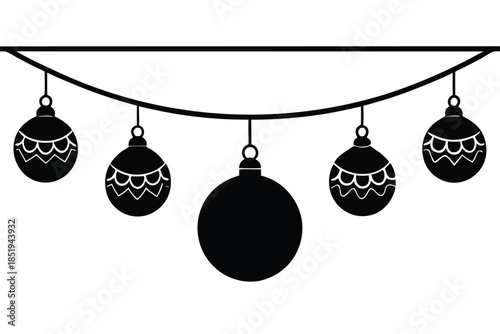 Elegant garland frame made of Christmas baubles and ornaments, perfect for holiday cards and festive invitations.