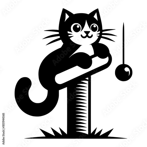 cat scratching post vector illustration image