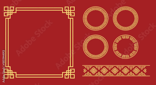 Chinese Gold Frame and Circular Border Ornaments