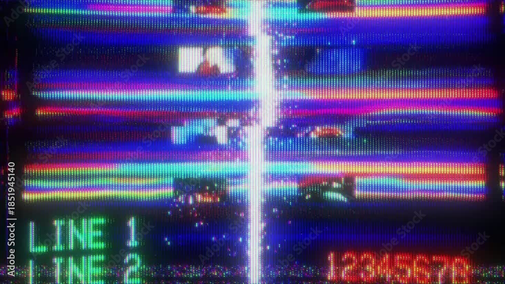 4K CRT glitch signal diagnostic screen animation, horizontal RGB ...