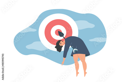 vector illustration on the theme of burnout, fatigue, and disappointment in achieving a goal