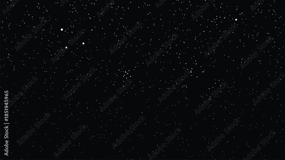 Obraz premium White Starry Dotted Texture on Black Background – Night Sky Space Vector Pattern