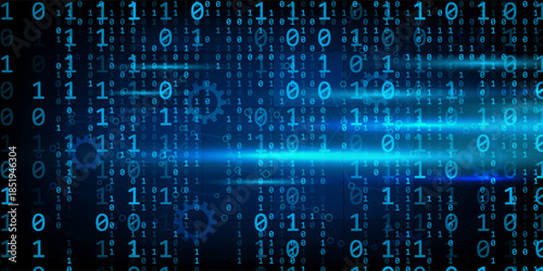 Digital technology hacking binary code, futuristic internet network connection dark black background, green abstract cyber information communication, Ai big data science, innovation future tech vector