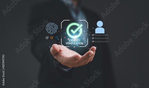 Photos Digital identity verification concept with biometric fingerprint and user profile icons represents secure authentication data protection online access control and trusted verification technology