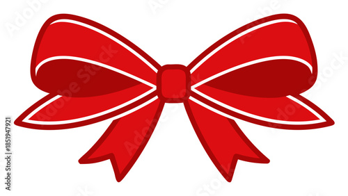 Red bow with white accents