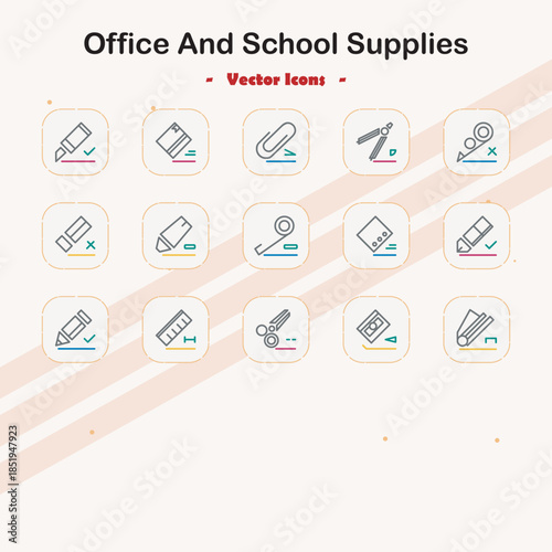 Office and School Supplies Icons