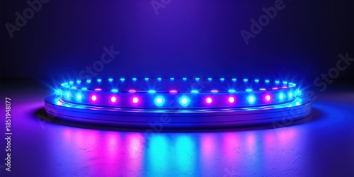 Colorful LED strip lights on a dark background shining brightly