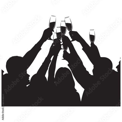 People toasting champagne glasses celebration silhouette