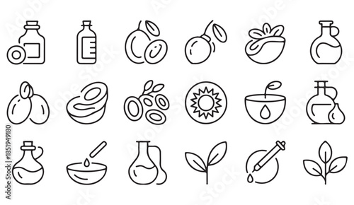 Doodle style beauty and wellness ingredient symbols set