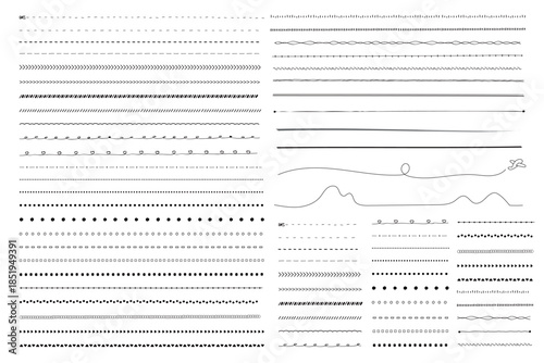 バリエーションに富んだ手書きの区切り線やアンダーラインのセット