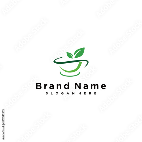 tea shop cup art logo template