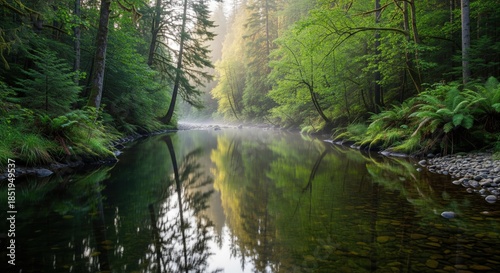 Calm River With Forest Reflections Peaceful Nature Travel