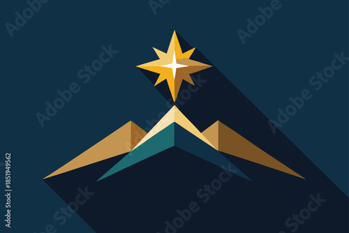 Shining Bethlehem starburst icon, a symbol of faith and hope, perfect for religious and holiday designs, rendered in a clean vector style.