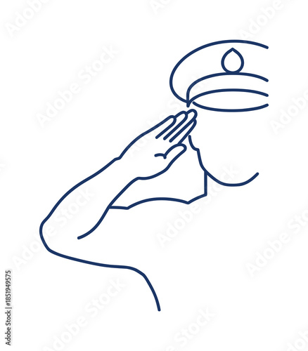 Military soldier saluting line art vector icon for patriotic design