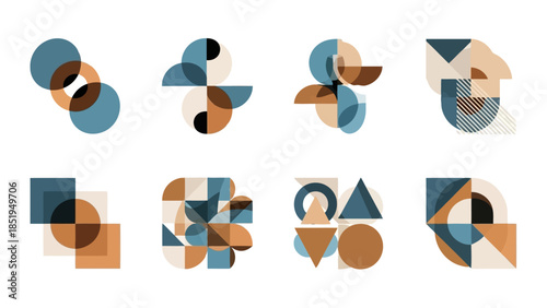 Minimalist Abstract Geometric Shapes Collection Transparent Vector Overlaps_EPS10_Stock.eps