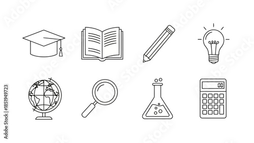 Minimalist Outline Education and Science Icons Collection_EPS10_Stock.eps