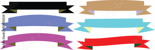 Set of colorful vector ribbons and labels featuring origami paper banners and blank tag elements for business web design illustration