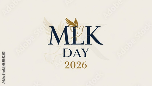 Martin luther king day 2026 banner with dove and wings, symbolizing peace and freedom