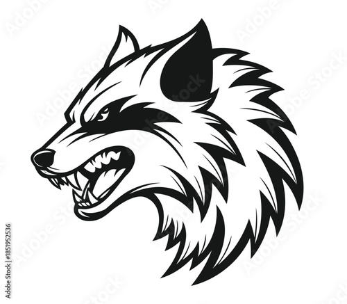wolf head vector illustration featuring a wild animal face for a mascot tattoo or isolated predator symbol