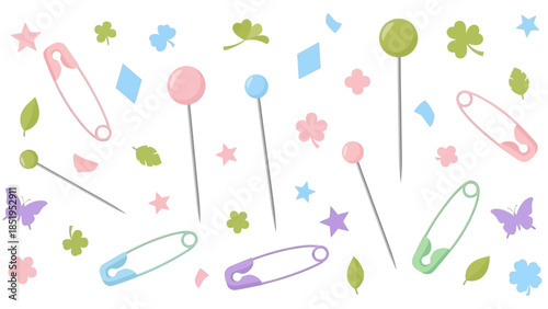 Cute Decorative Pins with Confetti Style Elements