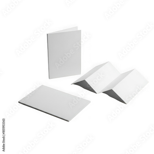 Set of paper sheets isolated on transparent background